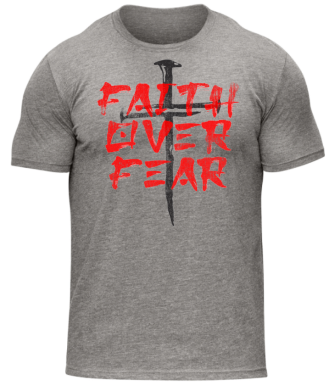 FAITH OVER FEAR CROSS T-SHIRT GYM T-SHIRT