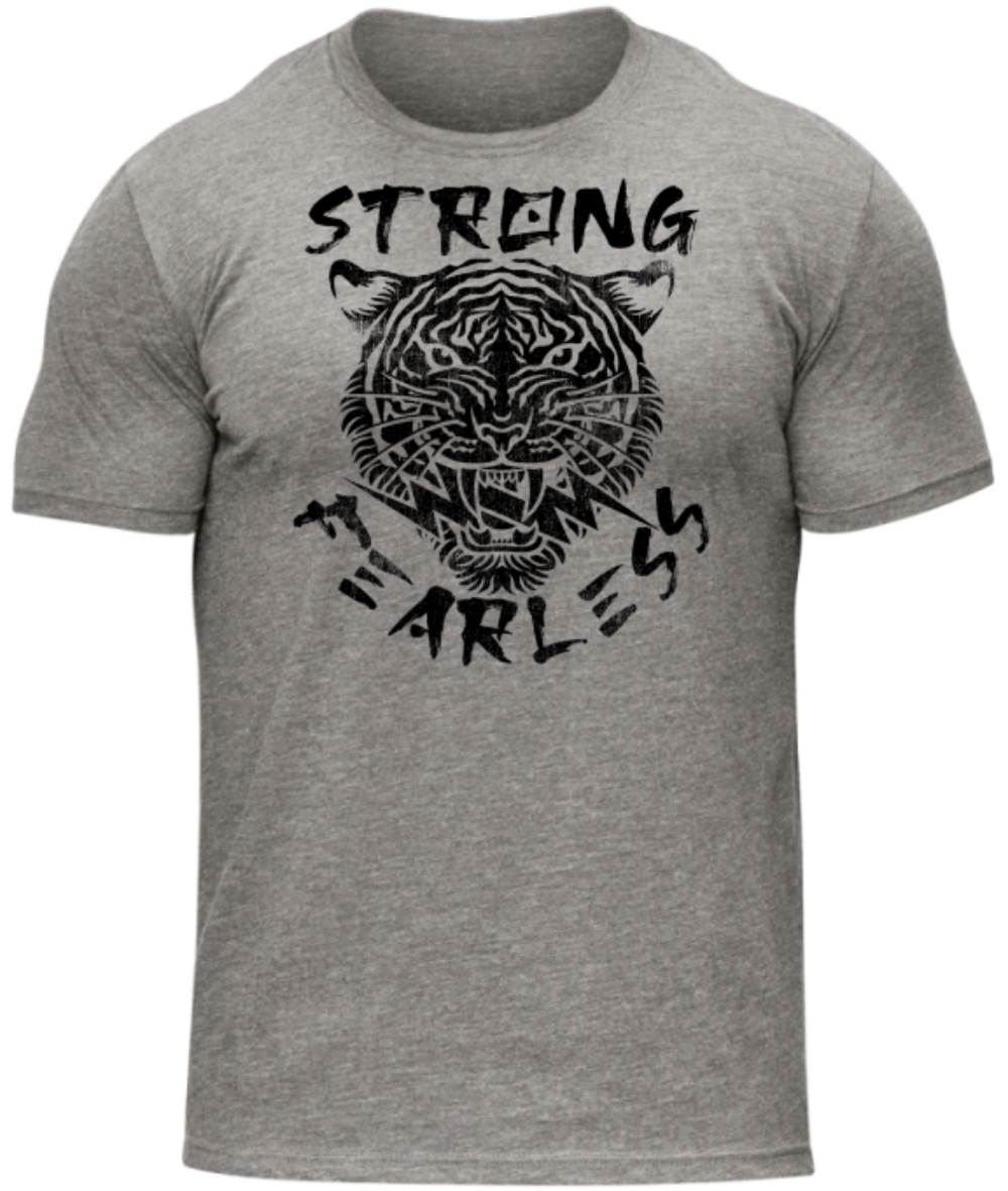 STRONG FEARLESS TIGER BODYBUILDING T-SHIRT