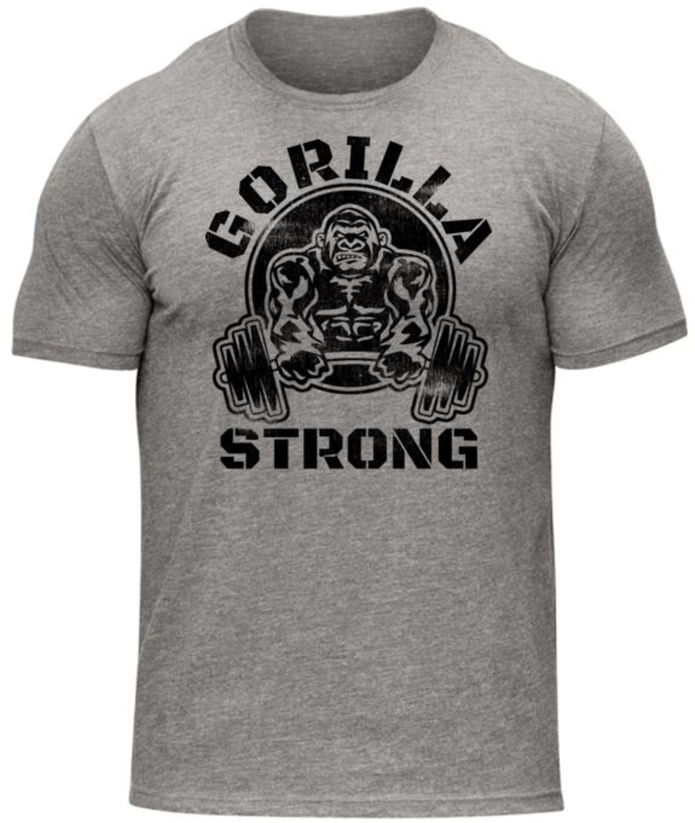 GORILLA STRONG BARBELL BODYBUILDING T-SHIRT